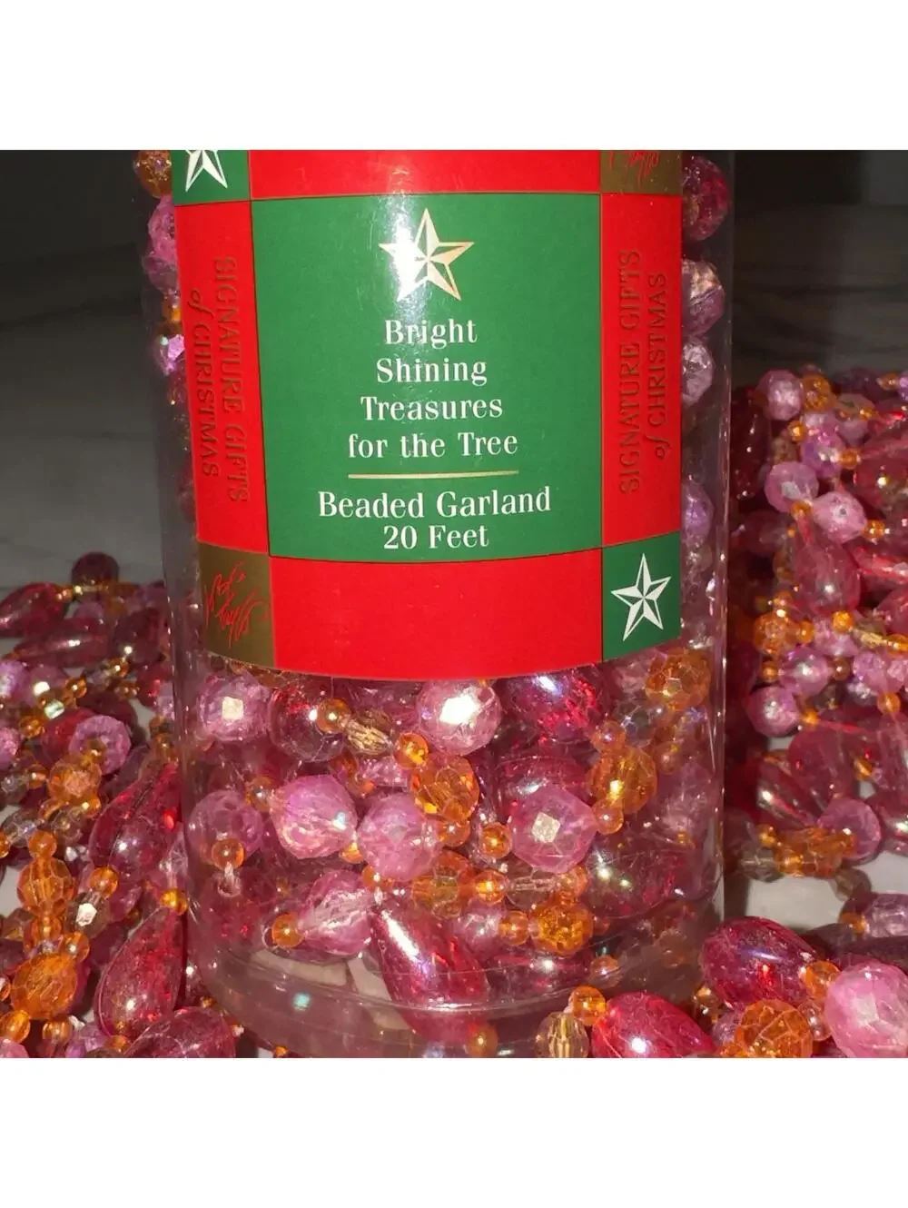 4x 20 Feet Of Lord & Taylor Beaded‎ Garland Strand Pink Orange Boho Chic 7' Tree